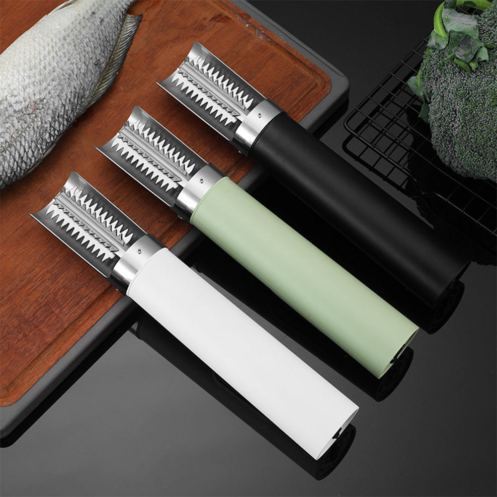 Hochwertiges elektrisches Fischschuppermesser in Schwarz, Weiß und Grün